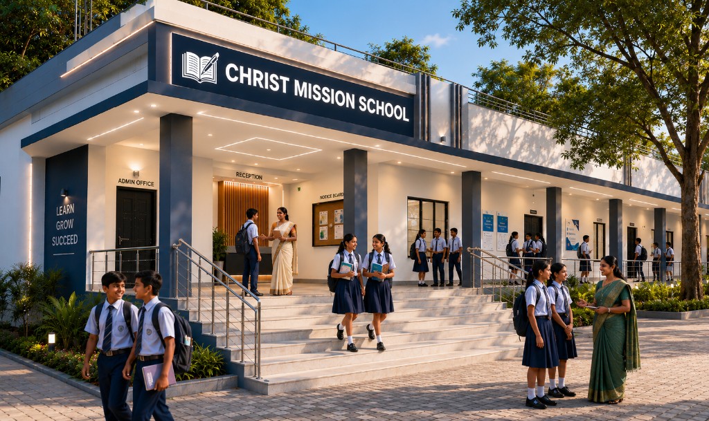 Christ Mission School campus — CHRIST MISSION SCHOOL building entrance