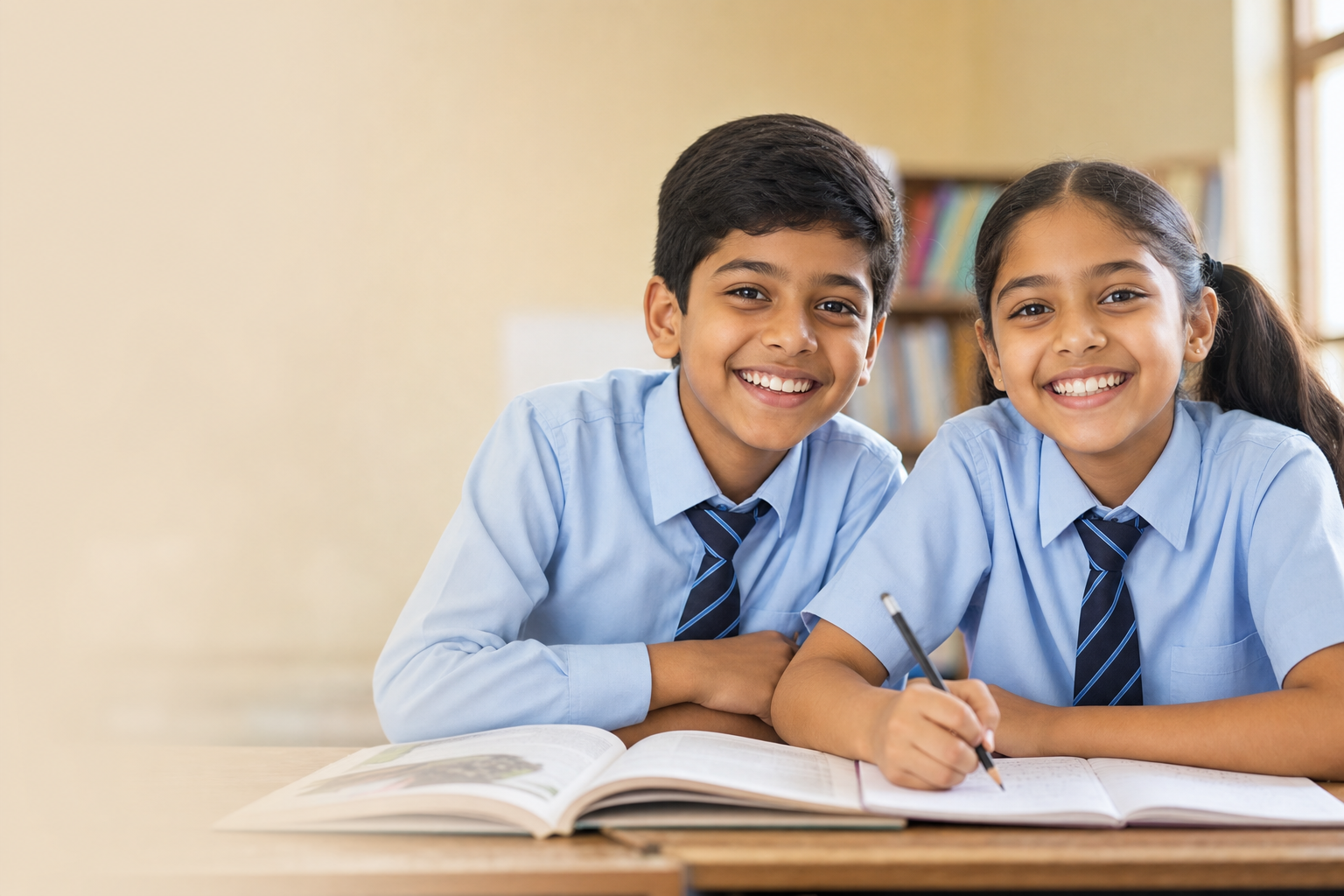 Two students studying together at Christ Mission School