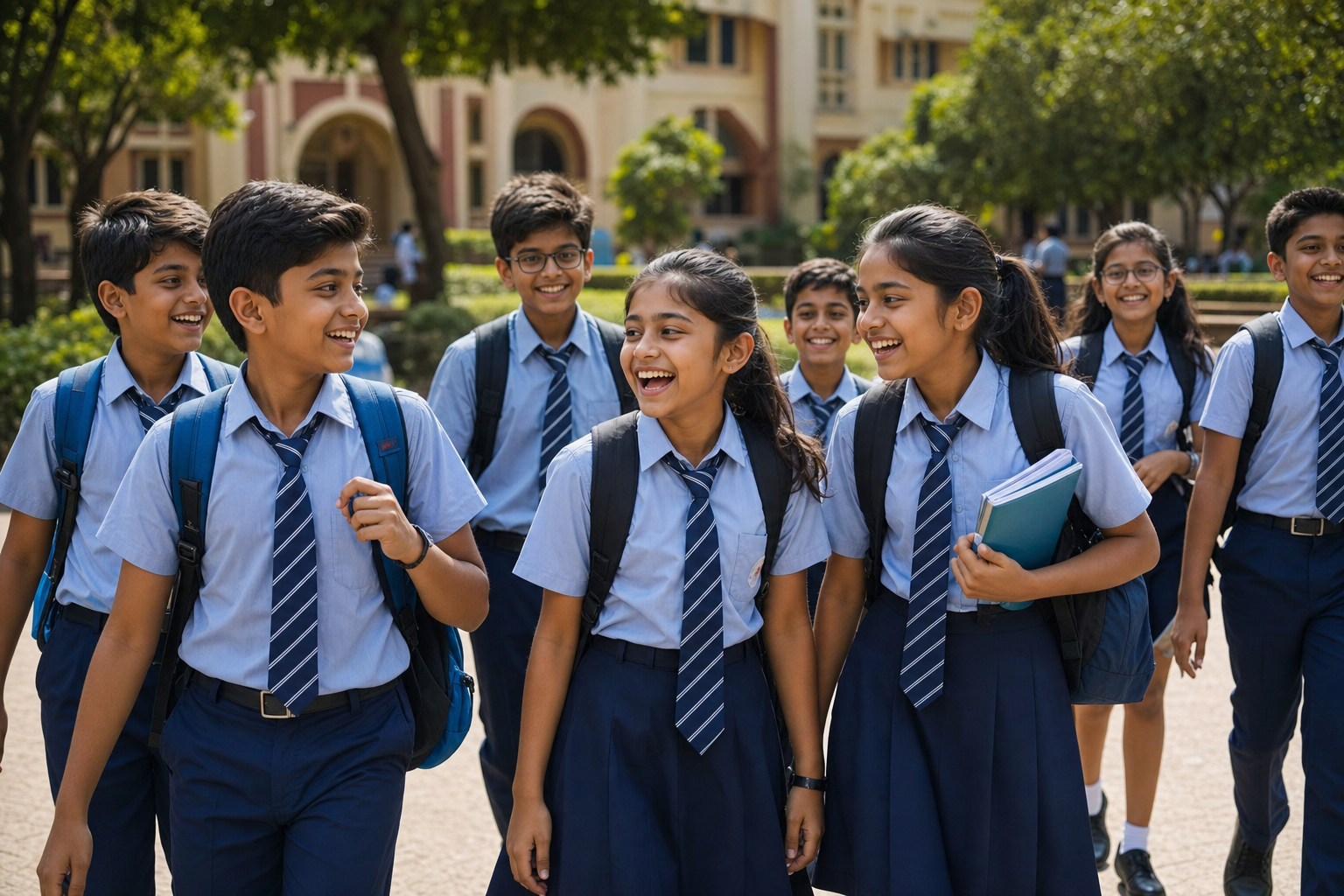 Students together on campus at Christ Mission School, Purnea